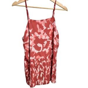 Women’s Nine West Tank Top Size L Art To Wear Pleated Watercolor Cami Whimsy
